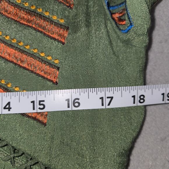 Rebellion Again Womens L Mini Dress Green Triangle Cutouts Tribal Rustic Aztec - Picture 11 of 13